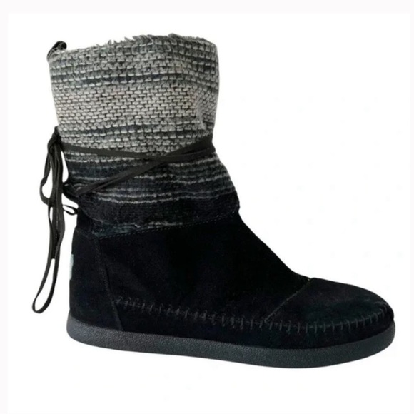 Toms Nepal suede leather knit and sherpa lined boots woman’s 7.5 - Picture 1 of 10